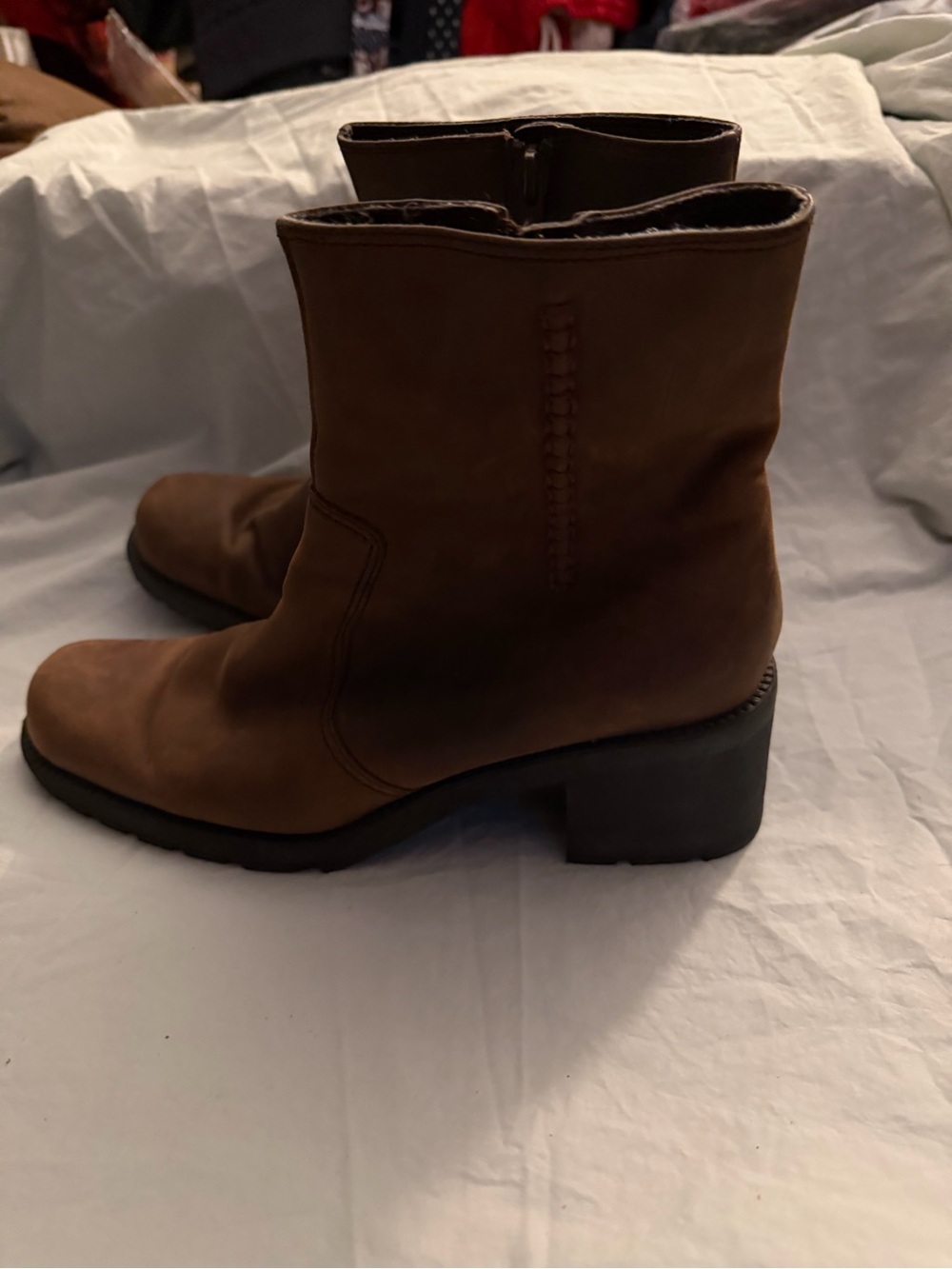 #531 Women’s Brown Leather Ankle Boots - Classic Zip Side